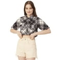 thumbnail image 1 of Moomaya Women Printed Short Sleeves Crop Shirt, Collared Neck Short Boxy Shirt Top, 1 of 8
