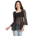 thumbnail image 1 of Moomaya Women Printed Smocked Square Neck Top, Bell Sleeves Ruffled Long Top, 1 of 9