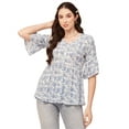 thumbnail image 1 of Moomaya Women Printed Summer Tunic Top V Neck Button Down Flutter Elbow Sleeves Flared Top, 1 of 8