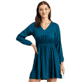 thumbnail image 1 of Moomaya Women Printed Viscose Dress, Long Sleeves V-neck Short Length Summer Dress, 1 of 7