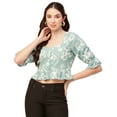 thumbnail image 1 of Moomaya Women Short Top Sweetheart Neck Elbow Sleeves Crop Top, 1 of 8