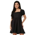 thumbnail image 1 of Moomaya Women Solid Flared Mini Dress Square Neck Puff Sleeve Cotton Short Dress, 1 of 8