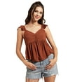 thumbnail image 1 of Moomaya Women Solid Ruffled Short Sleeves Top, Sweetheart Neck, Vacation Top, 1 of 8