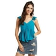 thumbnail image 1 of Moomaya Women Solid Ruffled Short Sleeves Top, Sweetheart Neck, Vacation Top, 1 of 8