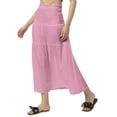 thumbnail image 1 of Moomaya Women Solid Viscose Rayon Casual Skirt, High Waist Smocked Midi Skirt, 1 of 8