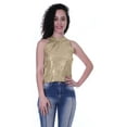 thumbnail image 1 of Moomaya Women Turtleneck Sequin Metallic Top Cocktail Party Halter Tank Top, 1 of 8
