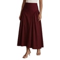 thumbnail image 1 of Moomaya Women’s 100% Cotton Midi Skirt | High Waist Panelled A-Line Flared Skirt with Side Gathers | Soft Breathable Summer Casual Wear, 1 of 6