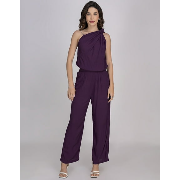 Moomaya Women's Chic 2-Piece Co-Ord Set | Sleeveless Knot Neck Balloon Top & Elastic Waist Pants | Crinkle Rayon Summer Outfit With Pockets & Rhinestone Strap