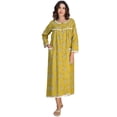 thumbnail image 1 of Moomaya Women's Cotton Maxi Nightdress | Printed A-Line Sleepwear | 3/4 Sleeve Round Neck Lounge Dress, 1 of 8