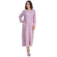 thumbnail image 1 of Moomaya Women's Cotton Maxi Nightdress | Printed A-Line Sleepwear | 3/4 Sleeve Round Neck Lounge Dress, 1 of 8