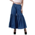 thumbnail image 1 of Moomaya Women's Elastic Waist Sharara Pants Cotton Loose Solid Color High Waist Dance Bottom, 1 of 6