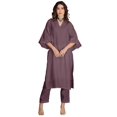 thumbnail image 1 of Moomaya Women's Exclusive 2-Piece Kurta & Pant Set | Designer Roman Silk Outfit With V-Neck, Puffed Sleeves & Pockets - Ethnic Wear, 1 of 9