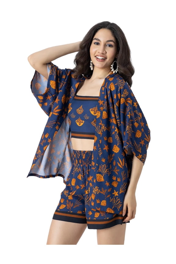 Women's Printed 3 Piece Cord Set, Vacation Co-Ords For Summer, Resort Beach Wear