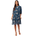 thumbnail image 1 of Moomaya Women's Printed Chiffon Dress, Puffed Sleeves, Knee Length Flared Summer Dress, 1 of 8