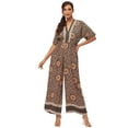 thumbnail image 1 of Moomaya Women's Printed Jumpsuit, V-Neck Sleeveless Wide Leg Loose Boho Style Jumpsuits, 1 of 9
