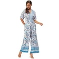 thumbnail image 1 of Moomaya Women's Printed Jumpsuit, V-Neck Sleeveless Wide Leg Loose Boho Style Jumpsuits, 1 of 9