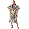 thumbnail image 1 of Moomaya Women's Printed Viscose Kaftan Dress, Round Neck, Asymmetric Hem Midi Dress, 1 of 8