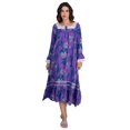 thumbnail image 1 of Moomaya Women's Rayon Nightdress | Square Neck A-Line Sleepwear | Printed Mid-Calf Nightgown With Lace & Frills, 1 of 8