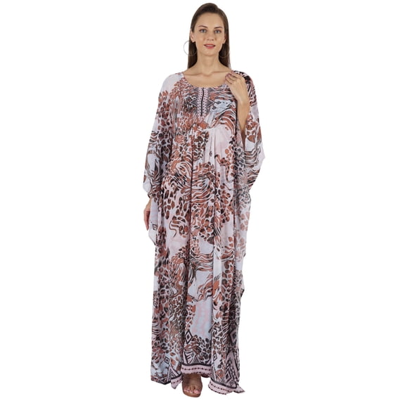 Moomaya Women's Sexy Swimsuit Cover Up Caftan Kimono Sleeve Beachwear Sheer Kaftan