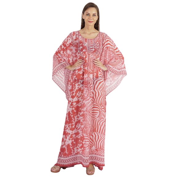 Moomaya Women's Sexy Swimsuit Cover Up Caftan Kimono Sleeve Beachwear Sheer Kaftan