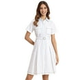 thumbnail image 1 of Moomaya Women's Shirt Dress, Short Sleeve Classic Collar Formal Cotton Dress, 1 of 8