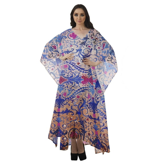 Moomaya Women's Swimsuit Cover up Caftan Swimwear Sheer Turkish Kaftans Beach Long Dress