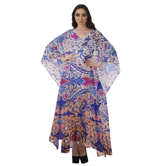 Moomaya Women's Swimsuit Cover up Caftan Swimwear Sheer Turkish Kaftans Beach Long Dress