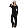 thumbnail image 1 of Moomaya Women's V-Neck Sleepwear - Soft & Cozy Viscose Jersey Pajama Set, 1 of 8