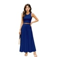 thumbnail image 1 of Moomaya Womens 2 Pcs Skirt Set - Sleeveless Crop Top and High Waisted Flared Maxi Skirt - Soft Viscose Jersey Co-ord Outfit, 1 of 6