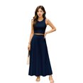 thumbnail image 1 of Moomaya Womens 2 Pcs Skirt Set - Sleeveless Crop Top and High Waisted Flared Maxi Skirt - Soft Viscose Jersey Co-ord Outfit, 1 of 6