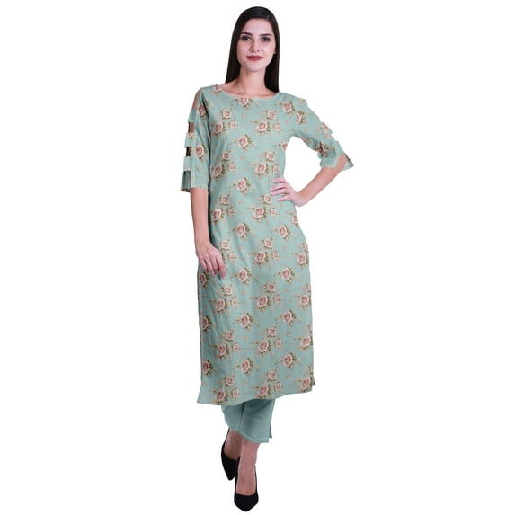 Moomaya Womens 2-Piece Cotton Printed Kurta With Pants Indian Ethnic Suit Dress