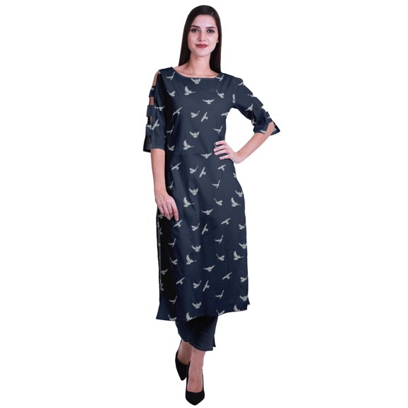 Moomaya Womens 2-Piece Cotton Printed Kurta With Pants Indian Ethnic Suit Dress