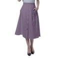 thumbnail image 1 of Moomaya Womens Below Knee Length A-Line Skirt Front Button Casual Skirt w/ Pockets, 1 of 6