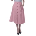 thumbnail image 1 of Moomaya Womens Below Knee Length A-Line Skirt Front Button Casual Skirt w/ Pockets, 1 of 6