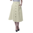 thumbnail image 1 of Moomaya Womens Below Knee Length A-Line Skirt Front Button Casual Skirt w/ Pockets, 1 of 6