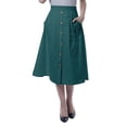 thumbnail image 1 of Moomaya Womens Below Knee Length A-Line Skirt Front Button Casual Skirt w/ Pockets, 1 of 6