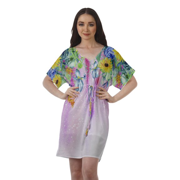 Moomaya Womens Casual Dresses Short Printed Womens V Neck Flowy Dress Plus Size