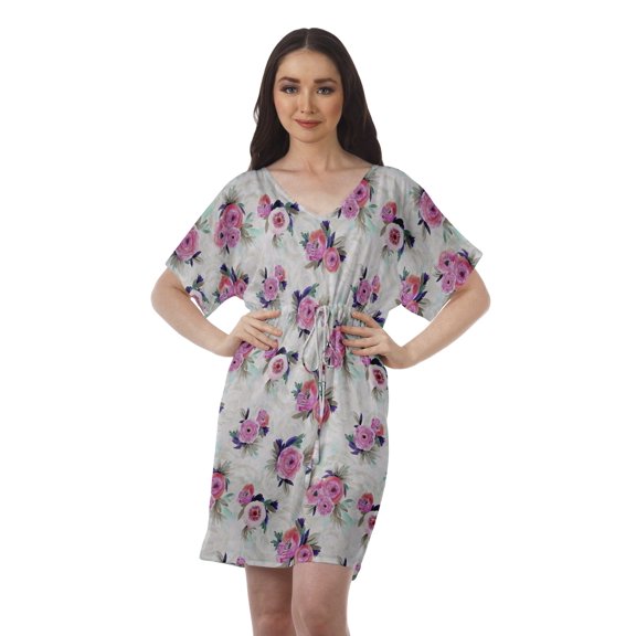 Moomaya Womens Casual Dresses Short Printed Womens V Neck Flowy Dress Plus Size