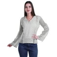 thumbnail image 1 of Moomaya Womens Collar Kurta Kurti Lace Detail Printed Full Sleeve Top Tunic, 1 of 6