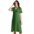 thumbnail image 1 of Moomaya Womens Front Slit Dress, V Neck Short Sleeves Summer Midi Dress, 1 of 7