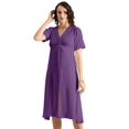 thumbnail image 1 of Moomaya Womens Front Slit Dress, V Neck Short Sleeves Summer Midi Dress, 1 of 7