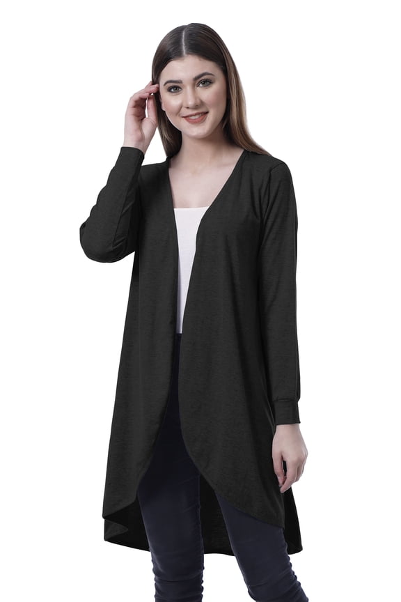 Womens Full Sleeve Hi-Lo Shrug Rounded Hem Long Cotton Summer Cardigan