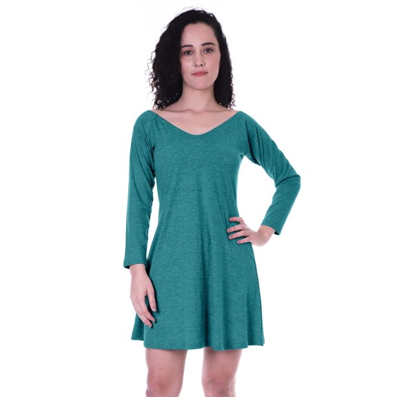 Moomaya Womens Full Sleeve Shift Dress w/ V neck Cotton Casual Summer Dresses - SR