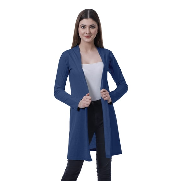 Moomaya Womens Full Sleeves Shrug Open Front Long Lightweight Casual Cardigan