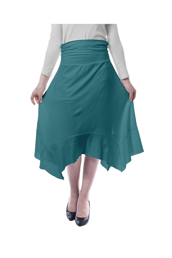 Womens Handkerchief Hemline Midi Skirt High Waist Casual Summer Skirts