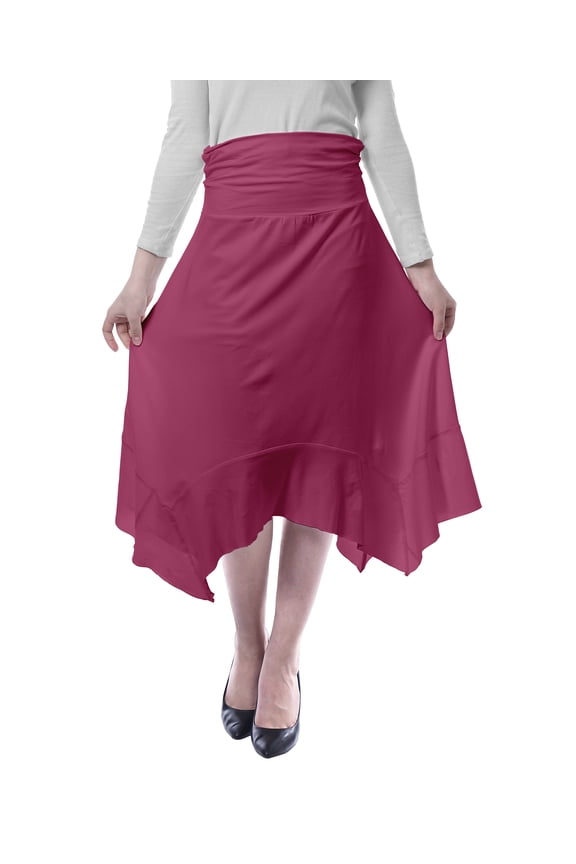 Womens Handkerchief Hemline Midi Skirt High Waist Casual Summer Skirts