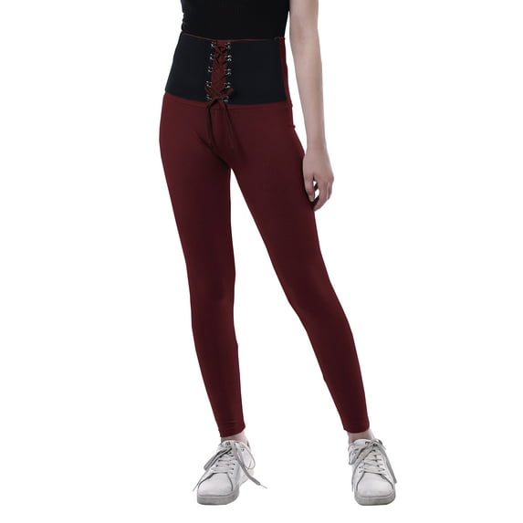 Moomaya Womens High Waisted Yoga Pants Corset Style Trendy Leggings