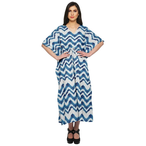 Moomaya Womens Long Beach Kaftan Beachwear Bikini Coverup Dress Kaftan Plus Size - 4XL-5XL