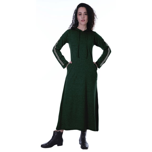 Moomaya Womens Long Sleeve Pullover Hoodie Maxi Dress Pockets Casual Long Dresses