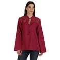 thumbnail image 1 of Moomaya Womens Mandarin Collar Tunic Full Sleeve Summer Plain Cotton Top, 1 of 7